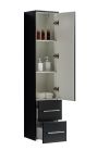 LindaDesign 100 cm sort matt baderomsmøbel med rektangulært speil og 2 høyskap