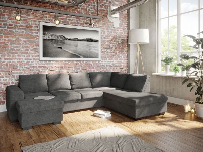 Holmsbu D3A U-sofa med sjeselong - mørk grå