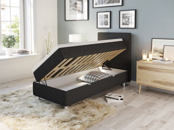 Comfort seng med oppbevaring 90x200 - antrasitt