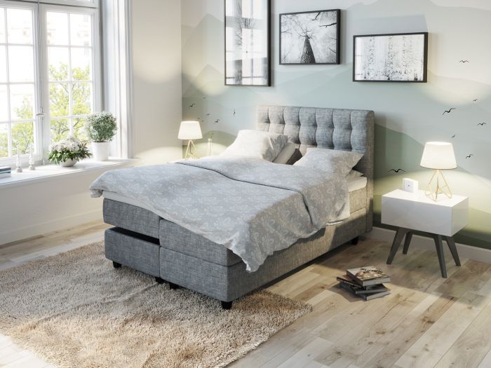 Comfort regulerbar seng 140x200 - lys grå