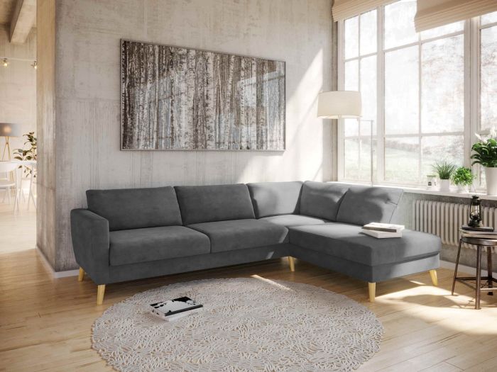Kragerø 3A sofa med sjeselong - mørk grå