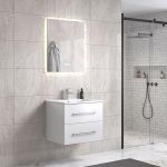 LindaDesign 60 cm baderomsmøbel m/hvit servant og rektangulært speil