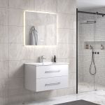 LindaDesign 80 cm baderomsmøbel m/hvit servant og rektangulært speil