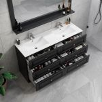 ModeniComfort 150 cm sort matt baderomsinnredning m/hvit servant og speil