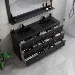 ModeniComfort 150 cm sort matt baderomsinnredning m/sort servant og speil