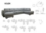 Risør 3A sofa med sjeselong - lys grå