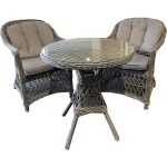 Romantik spisegruppe/kaffesett med 2 stoler og rundt bord i gråmix