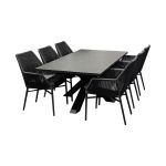 Jamaica spisegruppe m/aluminium bord 180 cm og 6 trådstoler i antrasitt