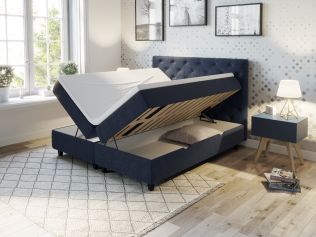 Comfort seng med oppbevaring 180x210 - mørk blå