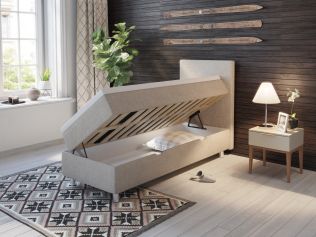 Comfort seng med oppbevaring 80x200 - sand