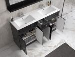 ModeniDesign 150 cm sort matt baderomsinnredning m/hvit servant og speil
