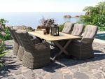 Villa - Spisegruppe 220 cm og 6 Living-stoler i gråmix